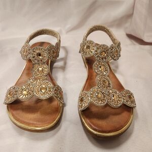 Chic Gold and Tan Women's Sandals